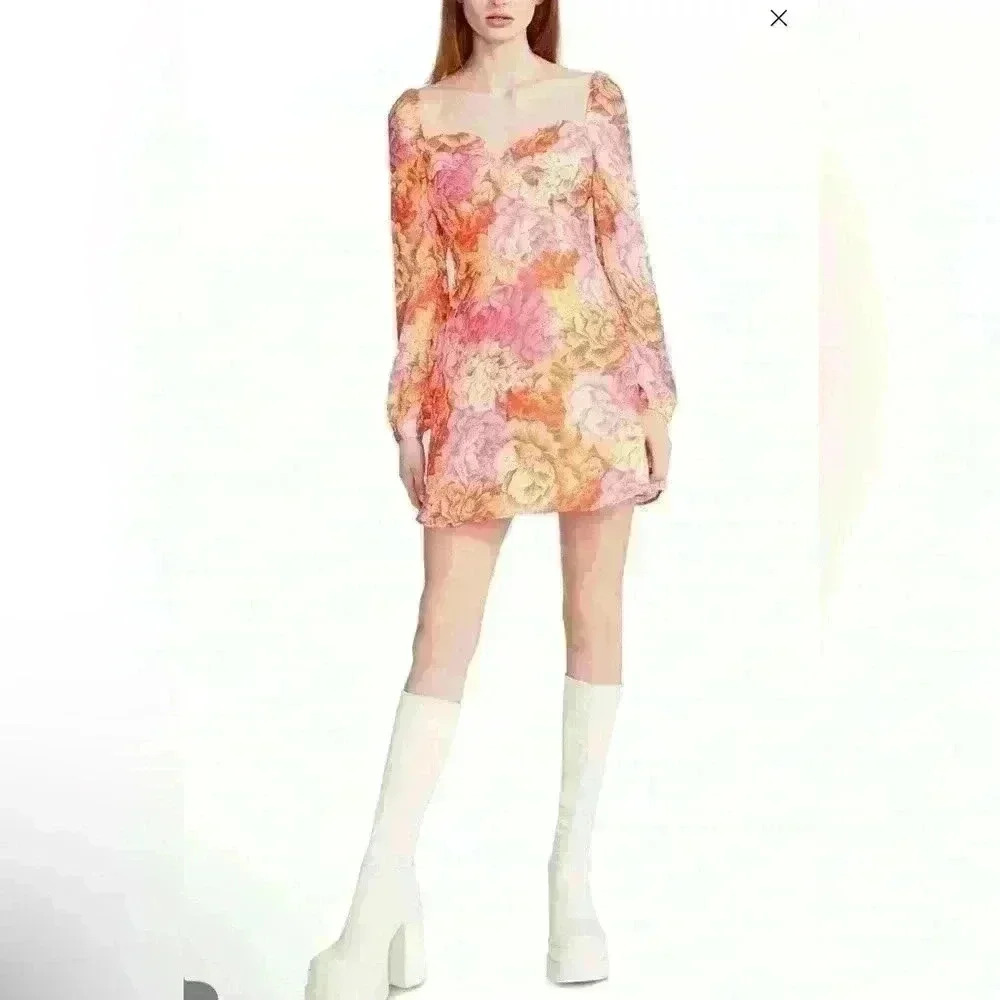 Steve Madden - Nicole Printed Sweetheart-Neck Mini Dress size 4